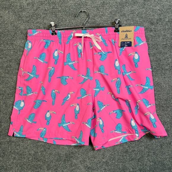 New Chubbies Mens Sz XXL Classic 5.5" Swim Trunks Pink Toucan Do Its Mesh Liner - Picture 2 of 9